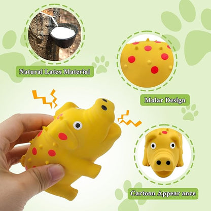 WishLotus Natural Latex Dog Squeaky Toy, Pig-Shaped Dog Chew Toys for Teeth Cleaning, Mini Puppy Chew Toy for Small Dogs to Relieve Stress and Reduce Boredom (Yellow,1pcs)