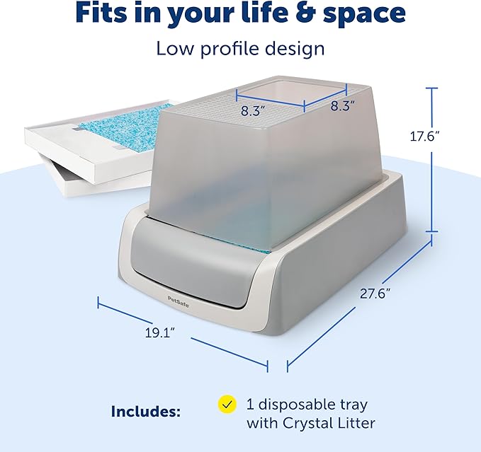 PetSafe ScoopFree Crystal Pro Legacy Self-Cleaning Automatic Litter Box - Top-Entry Motion-Sensing Cat Box with Integrated Health Counter - Includes 1 Disposable Crystal Litter Tray