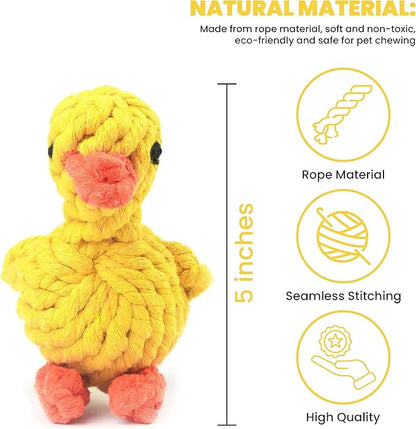 Vaulted Skulls & Co Dog Duck Toy Small 5" | Rope Dog Toys | Ducky Pet Toys | Tug of War Rope Doggy Toy | Pull & Tug Dogs Toy | Duck Dogs Treats | Yellow/Orange | 5" (2)