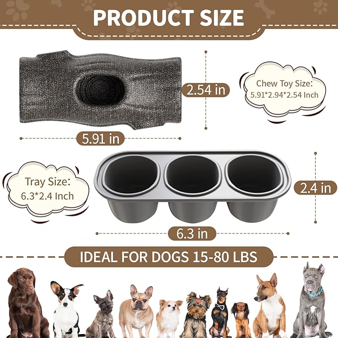 Interactive Dog Treat Toy for Aggressive Chewers, Indestructible Enrichment Chew Toy for Puppy Teething, Frozen Treat Holder with Molds for Large Dogs Pets Keep Busy Reduce Anxiety -Gray