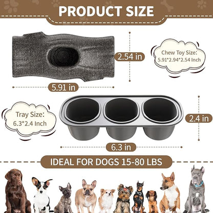 Interactive Dog Treat Toy for Aggressive Chewers, Indestructible Enrichment Chew Toy for Puppy Teething, Frozen Treat Holder with Molds for Large Dogs Pets Keep Busy Reduce Anxiety -Gray