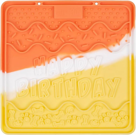 CHEWFFON Birthday Lick Mat for Dogs and Cats, Silicone Licking Pad with Suction Cups for Anxiety Relief, Interactive Slow Feeder for Dog Treats - Bathing & Grooming Distraction Toy, Sunset Glow