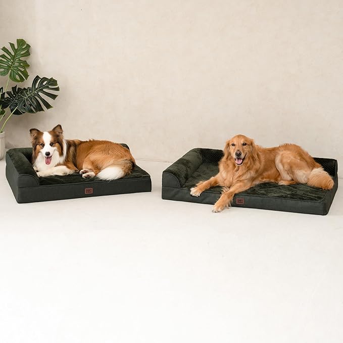 EHEYCIGA Extra Large Dog Bed Othorpedic, Memory Foam XL Dog Bed with Washable Removable Cover, Waterproof Pet Sofa Couch XLarge Size Dogs with Nonskid Bottom, 44x32x6.5, Dark Green