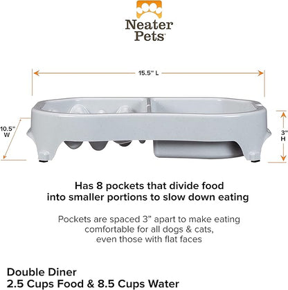 Neater Pet Brands Neater Slow Feeder Dog Bowls, Slows Down Fast Eating to Prevent Vomiting, Overeating, & Bloat, Dog Slow Feeder Bowl with Wide, Non-Slip Base, Holds 2.5 Cups Food and 8.5 Cups Water