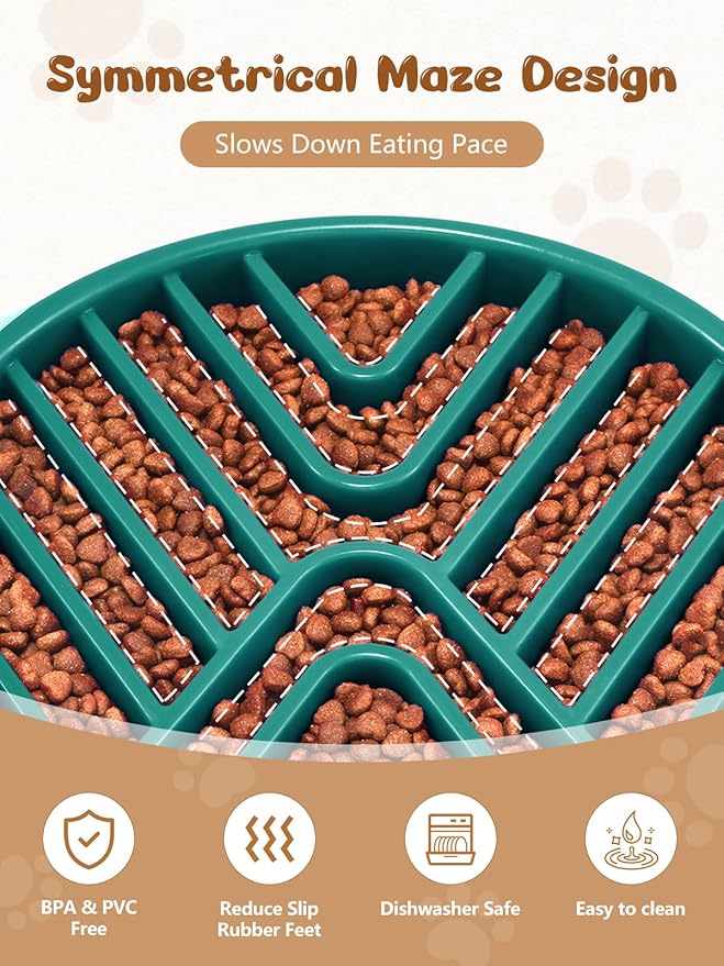 KASBAH Slow Feeder Dog Bowls Large Breed, 5 Cups Capacity for Wet & Dry Food, Puzzle Maze Bowl for Fast Eaters, Non-Slip Base, BPA Free, Helps Prevent Bloat and Aid Digestion
