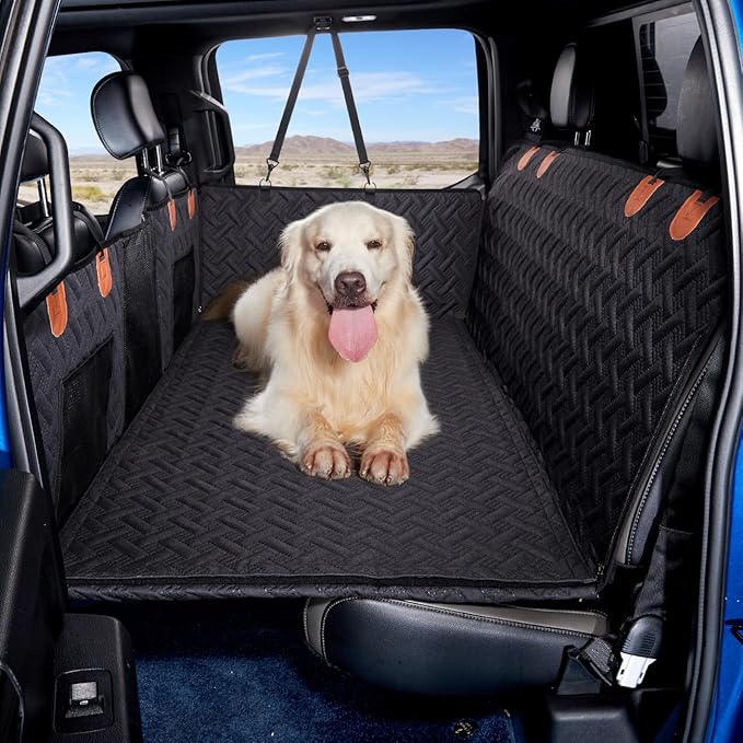 MAXFUT Truck Dog Seat Cover Back Seat,Back Seat Extender for Truck,Dog Hammock,Hard Bottom Car Seat Cover,Pet Seat Cover for F150/RAM1500/Silverado