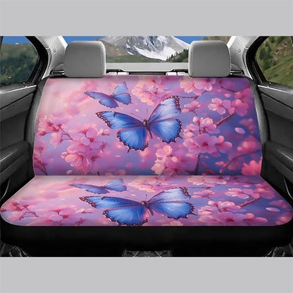AFPANQZ Blue Butterfly Back Seat Cover Non-Slip Interior Protective Cover Non Slip Car Rear Seats Dog Seat Covers Durable Scratch-Proof Protector for Pet Fur and Mud