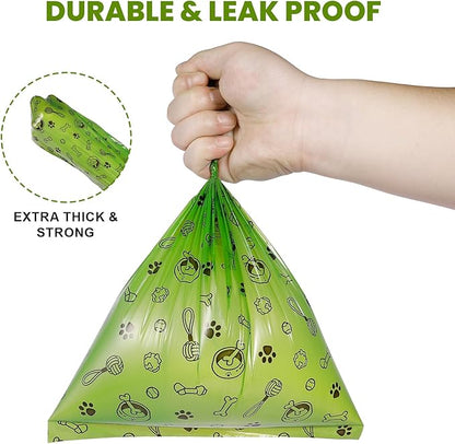 Dog Poop Bags Rolls 420 Counts: TVOOD Extra Thick Poop Bags for Dogs Leak-proof Scented Pet Waste Bags for Doggie Poo - with 2 Dispenser, Green