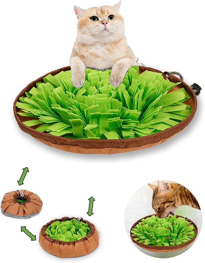 TMLDOT Snuffle Mat for Cats - Cat Slow Feeding Mat, Lick Mat for Cats, Puzzle Toys Interactive Game for Boredom, Cat Treat Dispenser Indoor Outdoor Stress Relief