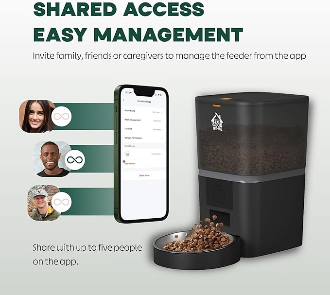 Automatic Cat Feeder with 1080P HD Camera – Timed Dry Food Dispenser for Cats and Dogs, App Control, 6L Capacity, Portion Control, Scheduled Meals, Two-Way Audio