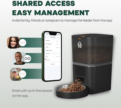 Automatic Cat Feeder with 1080P HD Camera – Timed Dry Food Dispenser for Cats and Dogs, App Control, 6L Capacity, Portion Control, Scheduled Meals, Two-Way Audio