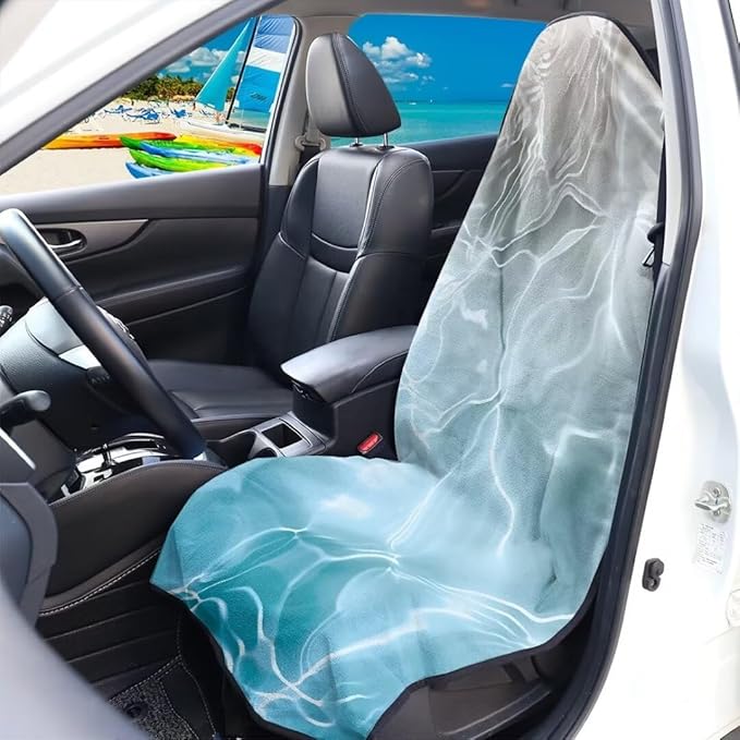 Coldinair Blue Ocean Towel Car Seat Cover for Men,Sweat Car Seat Protector after Workout,Gym,Swimming,Anti-Slip Universal Car Seat Covers for Truck,Van,SUV