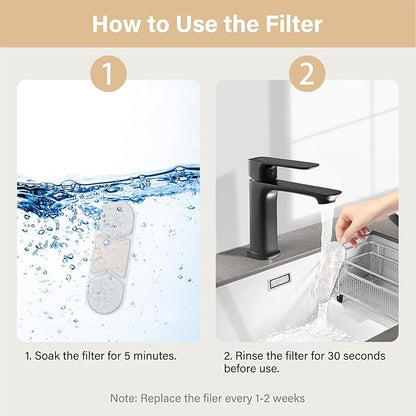 16+16 Pack Replacement Filters for Zuqqony 12L Stainless Steel Dog Water Fountain, 8 Month Set for Large Dogs Water Bowl Dispenser, Includes 16 Filters & 16 Sponges