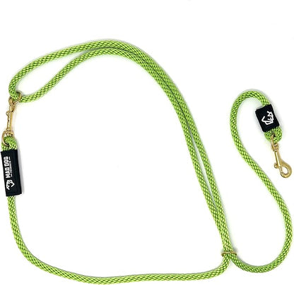 Mad Dog Products Hands Free Clip Dog Leash 3/8” x 10’ Lime Signature Rope – Made in USA