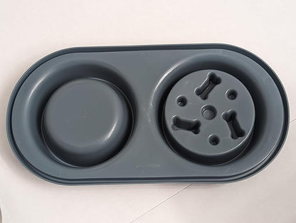Pets Dog Bowl Set - Anti Skid Removable Double Slow Feeder Dog Bowls with Non Skid Silicone Mat - Stainless Steel Dog Water Bowl for Cats & Pets – A Beautiful Slate Gray Color