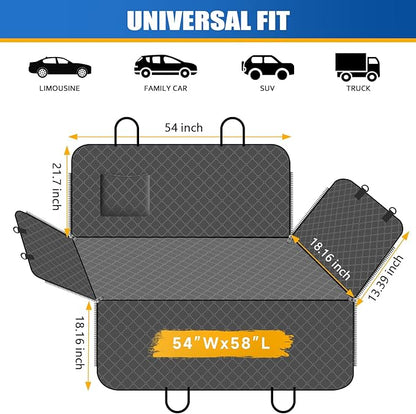 Dog Car Seat Cover for Back Seat with Storage Pocket Dog Hammock Protects Against Dirt Seat Covers for Cars Scratch Prevention Fits for SUVs and Trucks 54"x 58", Black