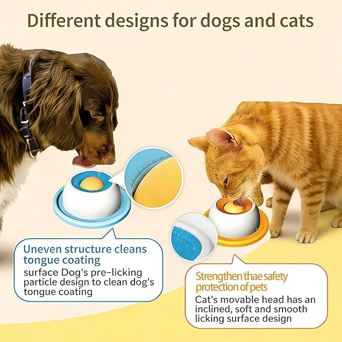 Upgraded Dog Lick Bowl, Dog Cat Enrichment Toys, Interactive Slow Feeder & Anxiety Relief Treat Dispenser with Non-Slip Base for Puppy Kitten Mental Stimulation. (Yellow-1PCS)