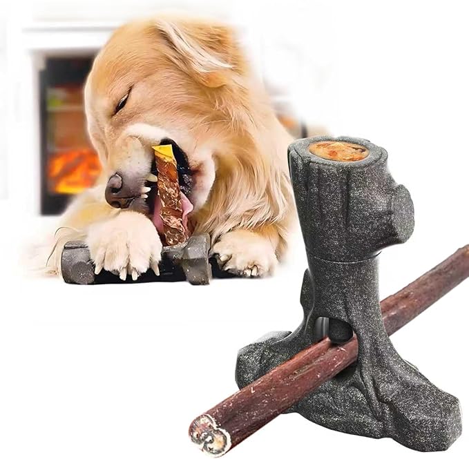 Bully Stick Holder & Frozen Snack Toy 2-in-1 for Large Aggressive Chewers, Durable Dog Chew Toy Reduces Anxiety & Prevents Choking, BPA-Free