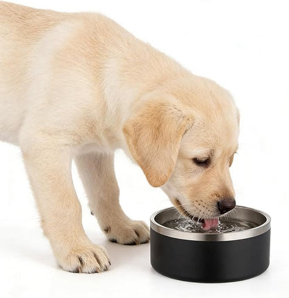 32oz Stainless Steel Dog Bowl with Non-Slip Base - Perfect for Small & Medium Dogs and Cats, Dishwasher Safe, Durable Pet Food & Water Dish (Black)