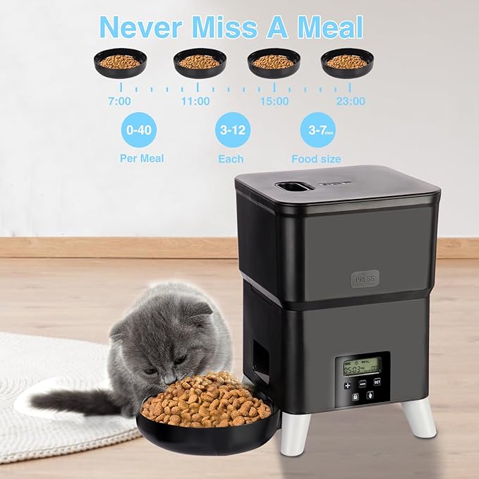 3L Automatic Cat Feeder with Heightened Pet Feeder Programmable Dog Feeder Suitable for Small and Medium Pet Feeders
