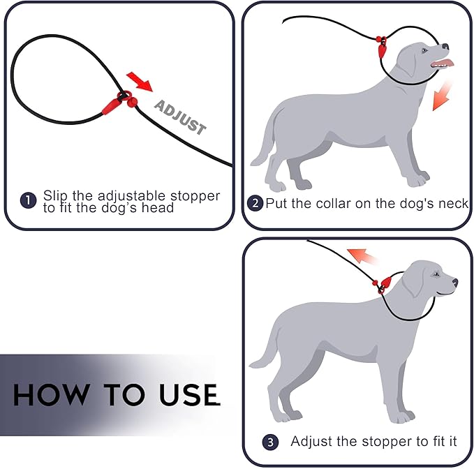 Slip Lead Dog Leash Slip Lead 6 FT Dog Training Leash 9 Colors Slip Leads for Dogs Dog Leashes for Medium Dogs No Pull Dog Leash Black