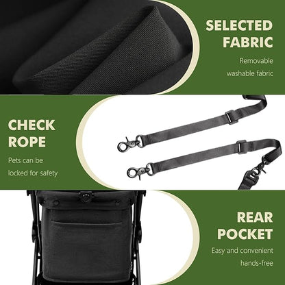 Dog Strollers for Small Dogs and Cat, Pet Stroller for Medium Dogs Cats Up to 45 lbs, One-Hand Fold, Cat Strpller, Black