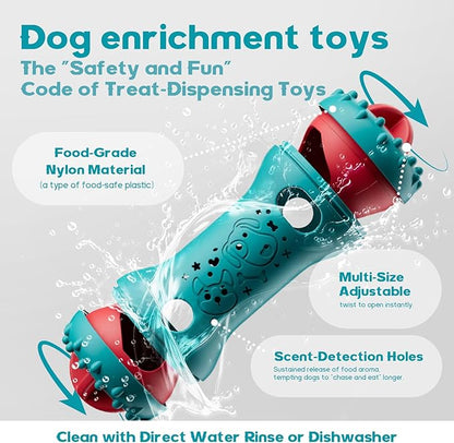 knitly Interactive Dog Toys, Adjustable Treat Dispensing Toy to Keep Them Busy, Dog Enrichment for Brain Stimulation & Cognitive for Puppy Puzzle to Reduce Boredom-Ideal Gift for Cats and Dogs(Nylon)