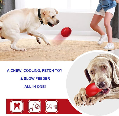 GOLDROC Interactive Treat Dispensing Dog Toy with Cooling Feature – Durable Chew Toy for Aggressive Chewers, Fun Fetch, Dishwasher Safe (Red)