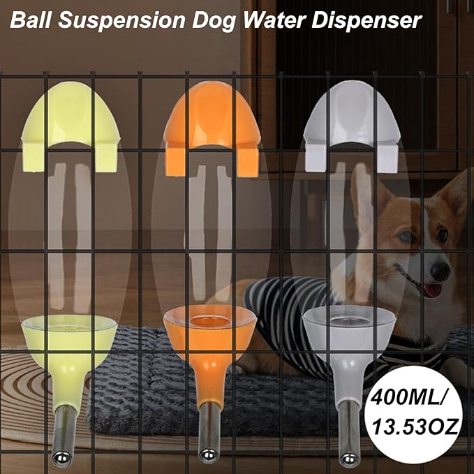 No-Drip Water Bottle/Feeder for Hamsters/Guinea Pigs/Ferrets/Rabbits/Cats and Dogs, Small Animals and Small Pets - for Use in Cages, Crates or Suspension Mounts.13.5 oz. Nozzle 10 mm, Yellow