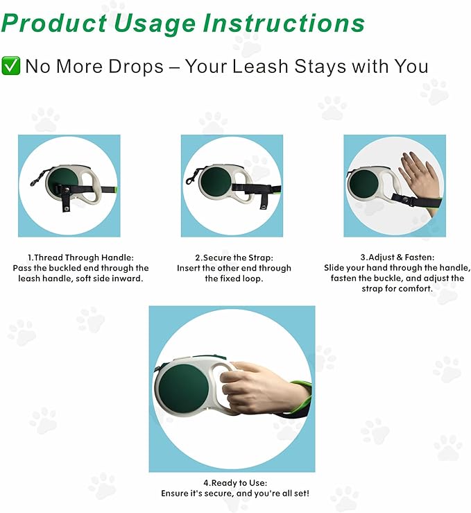 Wrist Strap for Retractable Dog Leash – Adjustable Safety Band with Soft Neoprene Lining and Lockable Hook for Short-Distance Control，Orange Red