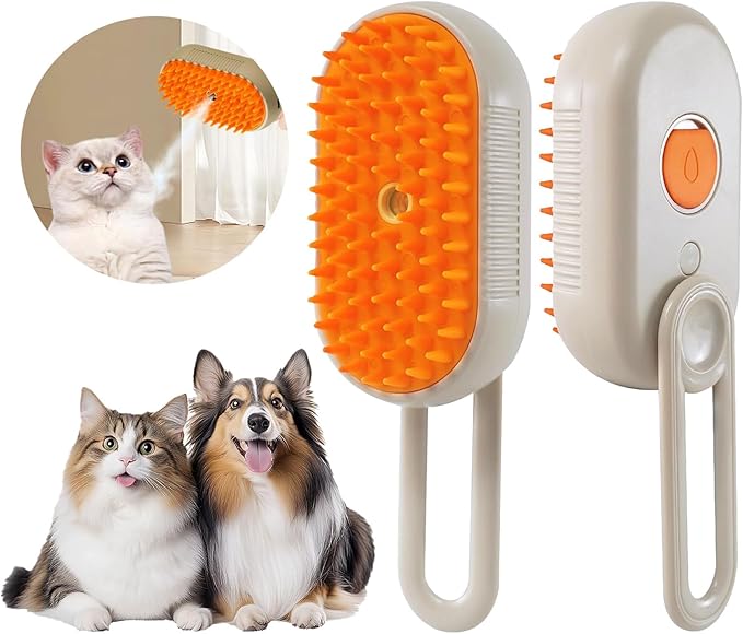 Cat Steam Brush, 3 in 1 Self Cleaning Steam Cat Brush for Removing Tangled and Loose Hair, Cat Dog Steamy for Massage