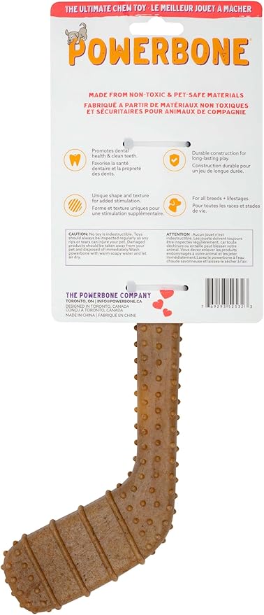 Power Bone Pet Chew Toy for Dogs - Durable, Non Toxic & Pet Safe - Best for Aggressive Chewers, Long Lasting Dental Health, Dog Teeth Cleaning, Dog Life Stages - Hockey Stick 12"