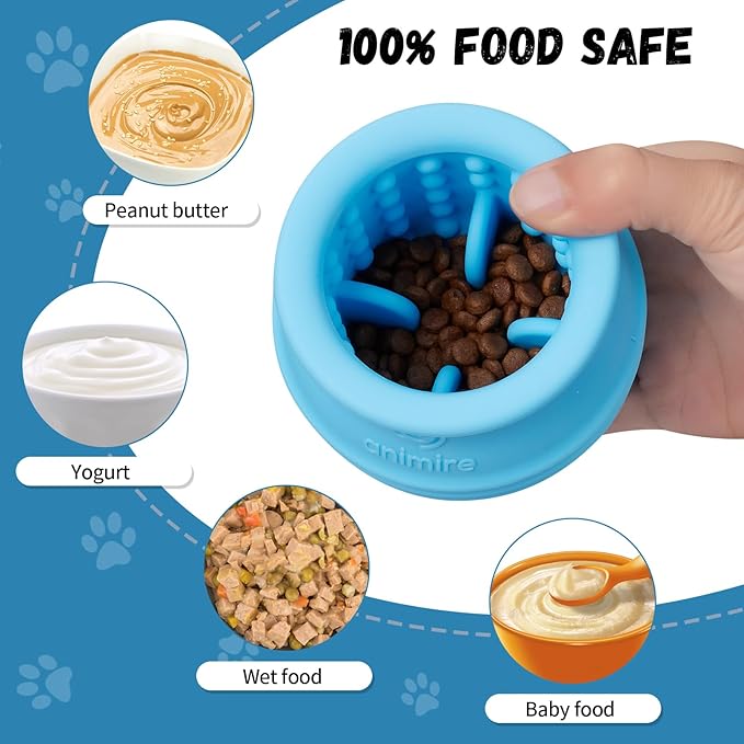 Treat Dispensing Dog Toy, Long-Lasting Interactive Puzzle Toys for Dogs, Stuffable Dog Enrichment Frozen Lick Treat Toy for Boredom, BPA Free Silicone Fetch Catch Chew Toy (Light Blue,L)