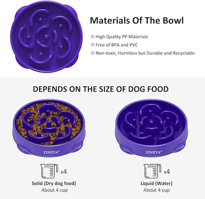 4 Cups Slow Feeder Dog Bowls Large Breed, Anti-Choking Pet Supplies, Maze Dog Food Bowl, Puzzle Feeder That Slow Down Eating 2PCS