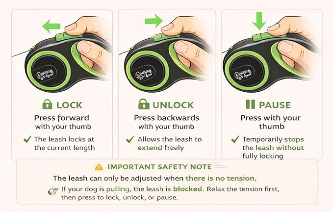 Retractable Dog Leash for Small, Medium & Large Dogs – Heavy-Duty, Tangle-Free, Reflective, 16FT Long, Anti-Slip Soft Handle with One-Hand Brake - 44 LBS /16FT - Small - Green