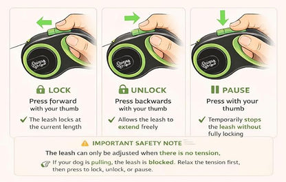 Retractable Dog Leash for Small, Medium & Large Dogs – Heavy-Duty, Tangle-Free, Reflective, 16FT Long, Anti-Slip Soft Handle with One-Hand Brake - 44 LBS /16FT - Small - Green