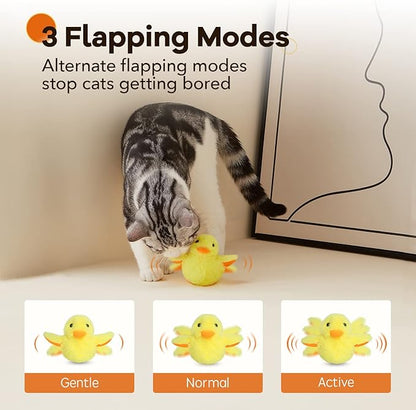 Potaroma Cat Toys Rechargeable Flapping Duck with SilverVine Catnip, Lifelike Quack Chirping, Touch Activated Kitten Kicker Plush Interactive Exercise Toys for All Breeds
