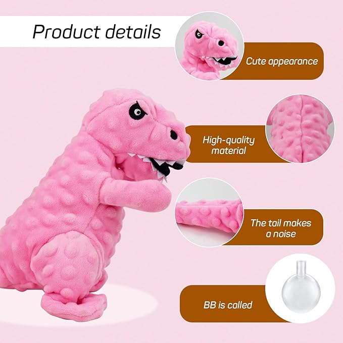Andiker Dog Squeaky Toys, 8.66 in Plush Dogs Toy Soft Dogs Chew Toys in Dinosaur Shape for Chewing Biting Stuffed Dog Toys with a 3.93 in Squeaker and Crinkle Paper for All Puppy (Green)