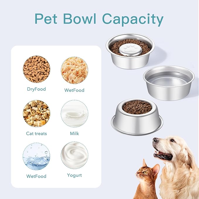 Stainless Steel Pet Dog Water and Food Bowl, 2-Pack (6.3 x 2.1 Inches),Solid, Dishwasher-Safe, and Harmless to Pets. Dog Bowl, cat Bowl