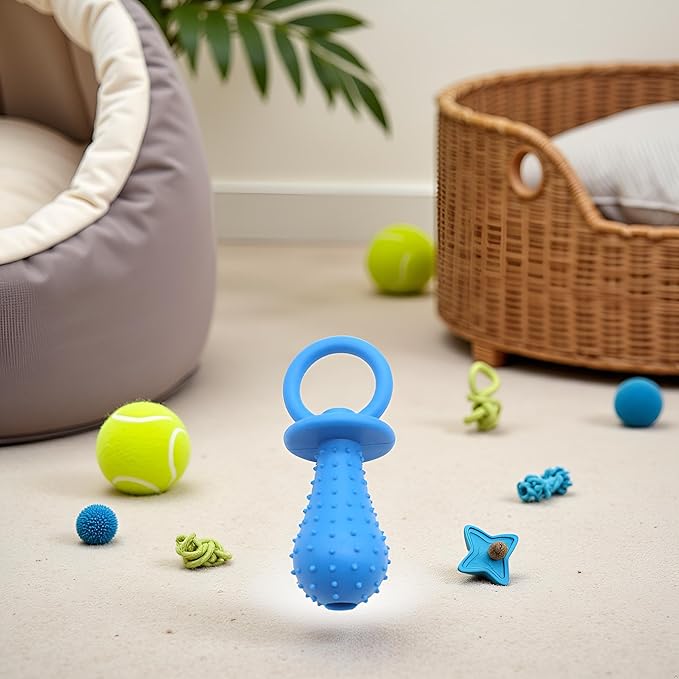 Blue Dog Pacifier,Chew Toys,Mini Bite Resistant Bell Shape Rubber Pacifier,Pet Dog Puppy Molar Chew Training Toy,Bell Chewing Playing Training Toys for Pet Puppy Dog Cat Pet Supplies，Chew Toys, 1