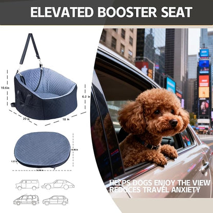 TOPOmericeDog Car Seat for Small Dogs up to 30 lbs, Pet Booster Seat with Adjustable Harness & Non-Slip Base, Cozy Dog Car Bed for Travel, Removable Machine Washable Cover for Cars, Trucks & SUVs