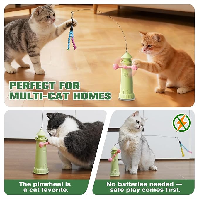 Cat Interactive Toys for Indoor Cats, Enhanced Suction Cup Cat Teaser Wand, Kitty Enrichment Chase Toy Fun Weight Loss Exercise Toy for Kitten Adult Cats Boredom Relief Keep Them Busy