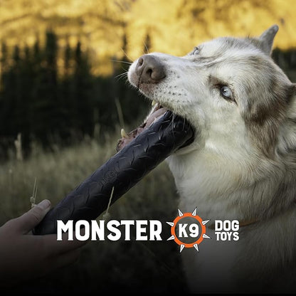 Monster K9 Virtually Indestructible Stick Dog Toy - Lifetime Replacement - Durable for Aggressive Chewers - Safe Non-Toxic Natural Rubber - Chew Tug Fetch - Tough Heavy Duty -, USA Made, 9" x 2"