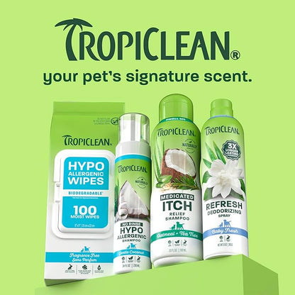 TropiClean Dog Perfume, Baby Fresh Scented Dog Deodorizing Spray, 3X Long-Lasting Scent, After Bath Cologne & Detangling Spray with Vitamin E, 10oz.