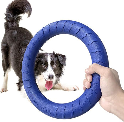 Blue Indestructible Dog Toys for Aggressive Chewers Flying Discs for Medium/Large Breeds Dog Training Ring,