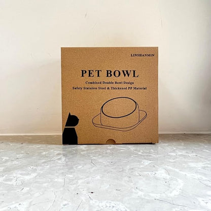 Elevated Cat Food Bowl, Tilted Feeding Stand, Whisker Friendly, Slanted Flat Plastic Feeder, Orange