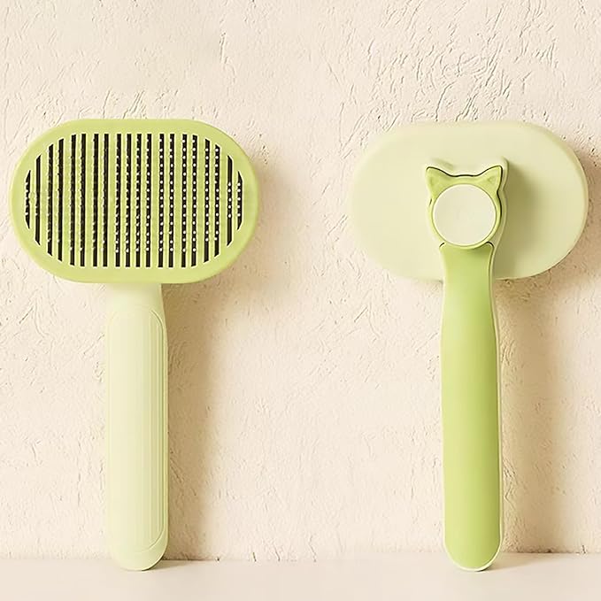Cat Brush, Dog Brush, Self Cleaning Slide Brush, Pet Grooming, SheddingHair, Fluffy Dog Hair Puppy Kitten, Pet Accessories. (Green)