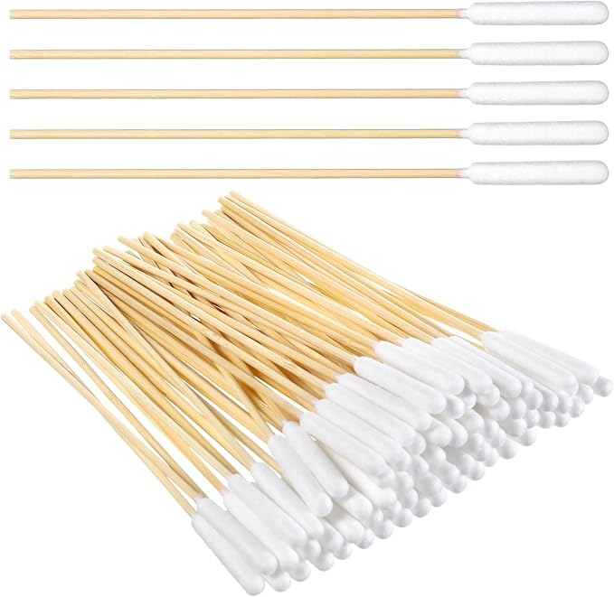 Long Cotton Swab for Dogs Ears, 100 Pcs 6 Inch Long Large Professional Bamboo Handle Swab for Dog Ear Cleaning, Wound Care, Tear Stain Removal