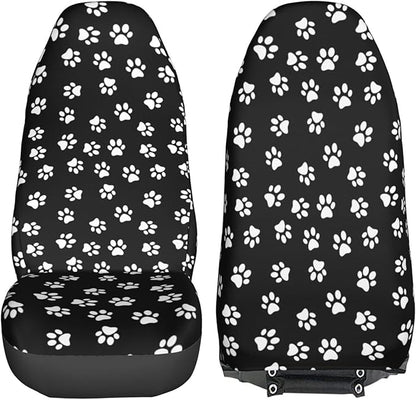 Foruidea Dog Paw Print Car Seat Covers Universal 2 Pcs Auto Front Seat Cover Fit Most Cars,SUV,Sedan,Trucks