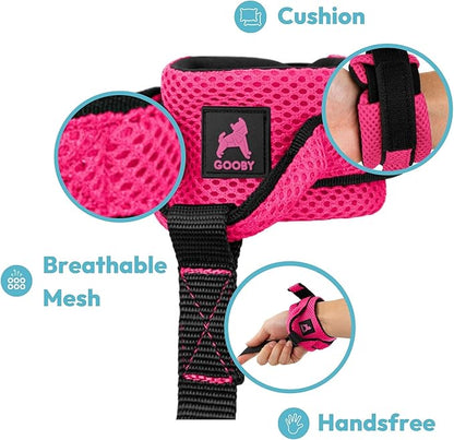 Gooby Soft Mesh Wrist Band Surfer Leash - Black, 6 FT - Comfortable Hands Free Leash with Elastic Band for Small, Medium and Large Dogs